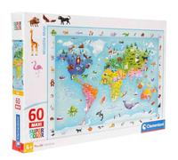 Clementoni - Puzzle Enfant 60 Pièces Wildlife Map - Fabriqué en Italie, 26072