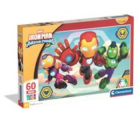 Clementoni - Puzzle Enfant Iron Man et Ses Amis Incroyables Maxi 60 Pièces - 4 Ans et + - Jeu de société Super-héros - Idée Cadeau
