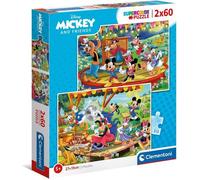 Clementoni - 21620 - Supercolor - Disney - Mickey et Ses Amis - 2 x 60 Pièces - Puzzles du Dessin Animé - Jeu de Création et Logique pour Enfants à partir de 4 Ans et Plus -