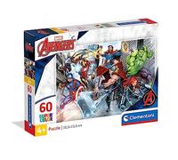 Clementoni- Puzzle Los Vengadores Avengers Marvel 60pzs Does Not Apply Supercolor Avengers-60 pièces, 5 Ans Enfant Dessin animé, fabriqué en Italie, 26112, Multicolore, Medium