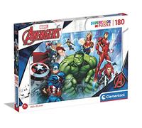 Clementoni | Puzzle Marvel Avengers 180 Pièces - Supercolor pour Enfants 7 Ans+ | Format 48,5×33,5 Cm | Activité Éducative Maison | Héros Marvel Célèbres | Recyclé | Jeu de Société