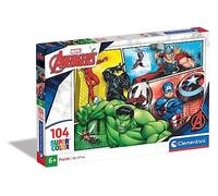 Clementoni | Puzzle Marvel Avengers pour Enfants 6 Ans | 104 Pièces Super Color 38x27 Cm | Puzzle Éducatif Super-Héros | Développement Logique Et Motricité | Matériaux Recyclés | Jeu de Société