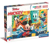 Clementoni- Puzzle Maxi Mickey Disney 60pzs Does Not Apply Supercolor Mickey-60 pièces, 3 Ans Enfant Dessin animé, fabriqué en Italie, 26473, Multicolore, Medium