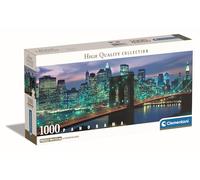Clementoni | Puzzle Panorama New York Brooklyn Bridge pour Adultes | 1000 Pièces 98x33 cm Collection | Impression Haute Définition | Découpe Précise | Matières Recyclées | Poster Inclus