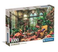 Clementoni - Puzzle 1000 pièces pour Adultes et garçons, Collection thème Green House Library, Affiche Incluse, boîte compacte, Illustration bibliothèque, fabriquée en Italie, 70 x 50 cm, 39936