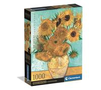 Clementoni - Puzzle Van Gogh 1000 pièces d'art pour Adultes et Adolescents Museum Collection, Thème Tournesols, Boîte compacte avec Affiche Incluse, idée Cadeau Homme et Femme, fabriqué en Italie, 70