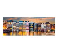 Clementoni - Puzzle 1000 pièces pour Adultes et garçons, Collection thème Amsterdam Lumineux, avec Poster Inclus, boîte compacte, idée Cadeau Homme et Femme, fabriqué en Italie, 98 x 33 cm, 39897