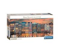 Clementoni Puzzle 1000 pièces Panorama HQC Bright Amsterdam – Compact Box – Fabriqué en Italie