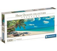Clementoni Puzzle Panorama, 1000 Pièces, Plage Tropicale avec Palme, Swinging Dy The Ocean 98x33 cm