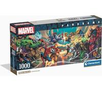 Clementoni - Puzzle pour Adultes 1000 Pièces, Panorama Marvel Heroes Vs Villa - Compact Box, Fabriqué en Italie, 37056
