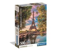 Clementoni - Puzzle 500 pièces pour adultes et garçons, collection Thème Along the Seine, Illustration Seine et Tour Eiffel, Boîte compacte avec affiche incluse, fabriquée en Italie, 49 x 36 cm, 35598