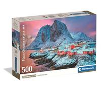 Clementoni - Puzzle pour Adultes 500 Pièces, HQC Hamnoy Village Compact Box, Fabriqué en Italie, 35587