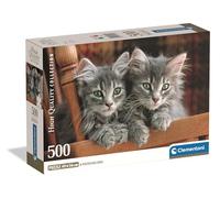 Clementoni - Puzzle pour Adultes 500 Pièces, HQC Kittens Compact Box, Fabriqué en Italie, 35580