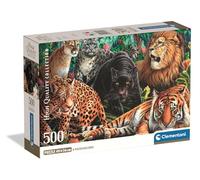 Clementoni - Puzzle pour Adultes 500 Pièces, HQC Wild Cats Compact Box, Fabriqué en Italie, 35584