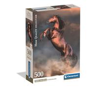 Clementoni - Puzzle pour Adultes 500 Pièces, HQC Wild Red Stallion Compact Box, Fabriqué en Italie, 35595