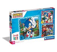 Clementoni | Puzzle Sonic The Hedgehog 3x48 Pièces pour Enfants 5 Ans+ | Supercolor | 32 x 22 cm | Éducatif, Durable et Écologique | Jeu Observation, Logique, Détente | Personnages Sega