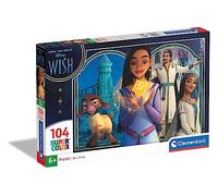 Clementoni- Puzzle Supercolor Collection Disney Wish 104 Pièces - Puzzle Dessin Animé - Développe la Motricité et Le Sens de l'Observation - 37.9 x 26.9 cm - Fabriqué en Italie - Dès 6 Ans - 27269