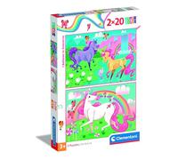 Clementoni - Puzzle - Unicorno Brilliant - 2 x 20 Pièces- 24754 Multicolore