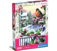 Clementoni Robin and Holly Bushes - Puzzle 1000 pièces adulte - Puzzle adulte en 70 x 50 cm - Puzzle Noël de Clementoni 81501
