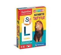 Clementoni - Sapientino Cartes tactiles-Jeu 3 Ans, flashcards Montessori sur Alphabet et Lettres, propédeutique à l'Écriture, méthode éducative montessorienne, Made in ITA, Multicolore, Moyen, 16723