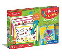 Clementoni Sapientino - Le stylo parlant 1000 Quiz, jeu éducatif électronique 3-6 ans, 64 activités et 32 cartes pour l'apprentissage de lettres et chiffres, fabriqué en Italie, langue italienne,