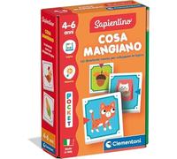 Clementoni Sapientino - Qu'est-ce qu'ils mangent ?, Jeu éducatif pour Enfants 4-6 Ans avec Flashcards Memory pour associer Les Animaux et Les Aliments, stimule la logique, Made in Italy, Langue