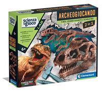 Clementoni - Science Archéogiocando-Dig Trex 2In1-Dinosaures, Fossiles à Creuser et à Assembler, Kit Archéologue, Jeu Scientifique 7 Ans, Version Made in Italy, Couleur Italienne, Large, 19324