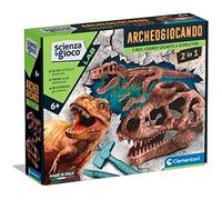 Clementoni - Science Archéogiocando-Dig Trex 2In1-Dinosaures, Fossiles à Creuser et à Assembler, Kit Archéologue, Jeu Scientifique