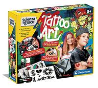 Clementoni Science et jeu Fun - Tattoo Art, Kit pour créer des tatouages temporaires, usine de tatouages pour enfants 8 ans, idée cadeau fabriquée en Italie, créative langue italienne, 19357