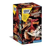 Clementoni - Science Fun-Dig Dragon Rouge-Fossili à Creuser et à Assembler, Kit Archéologue, Jeu Scientifique 7 Ans, Version en Italien-Made in Italy, Couleur, Moyen, 19321