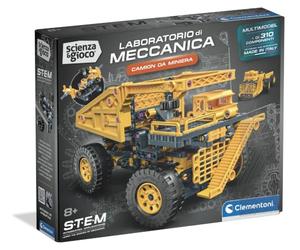 Clementoni Science & Jeu Laboratoire de Mécanique - Camion de Mine, Set de Constructions 2 en 1 Enfants 8+ Ans, STEM Ingénierie Automobile, Made in Italy, Langue Italienne, 19450