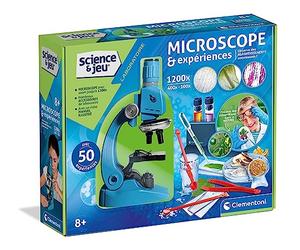 Clementoni | Science & Jeu - Microscope & Expériences pour Enfants 8 Ans+ | Coffret Scientifique avec 50 Activités, Grossissement 1200x, Accessoires Inclus | Jeu Éducatif STEM