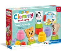 Clementoni - Set de jeu Soft Clemmy avec livre, animaux mignons, briques, bloc souple pour bébé 6 mois, jouet d'éveil, premier âge, fabriqué en Italie, 17849, Multicolore