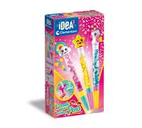 Clementoni | Idea! Fantasy Pens pour Enfants 6 Ans+ | Kit DIY 3 Stylos Personnalisables | Accessoires Inclus: Paillettes, Perles, Encres | Activité Manuelle Éducative | Jouet Loisirs Créatifs