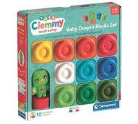 Clementoni Soft Clemmy - Baby Dragon Blocks Set de 10 Briques Douces pour Enfants 6 + Mois, Personnage Fantaisie, Lavable et Non Toxique, développement sensoriel et manualité, fabriqué en Italie
