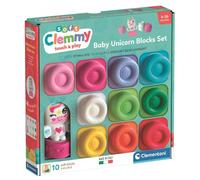 Clementoni Soft Clemmy - Baby Unicorn Blocks Set de 10 Briques Douces pour Enfants 6 + Mois, Personnage Fantaisie, Lavable et Non Toxique, développement sensoriel et manualité, fabriqué en Italie