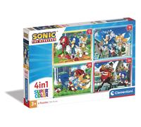 Clementoni Sonic The Hedgehog - Puzzle Supercolor 4 en 1 pour Enfants 3 Ans+