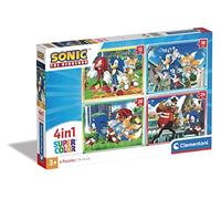 Clementoni | Sonic The Hedgehog - Puzzle Supercolor 4 en 1 pour Enfants 3 Ans+ | 4 Puzzles 12, 16, 20, 24 Pièces | Jeu Éducatif Motricité Fine | Activité Calme Fille Garçon | Fabriqué en Italie
