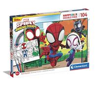 Clementoni- Spiderman Supercolor Double Face Marvel Spidey-104 pièces, Enfants 6 Ans, Dessin animé, Super héros, Puzzle à colorier-fabriqué en Italie, 25727, Multicolore, Medium