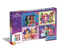 Clementoni Supercolor 4 in 1-Disney Princess Progressifs (12, 16, 20, 24 Pièces), Enfants 3 Ans, Puzzle Dessin Animé-Fabriqué en Italie, 21517