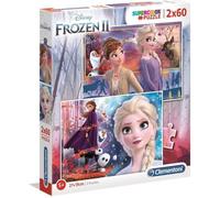 Clementoni | Puzzle Disney Frozen 2 - 2×60 Pièces | Puzzles Éducatifs Enfants 4 Ans+ | Elsa, Anna, Olaf | Motricité, Logique, Observation | Jeu Calme | Format 27 x 19 cm | Jeu de Societé Enfants