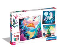 Clementoni - Supercolor Fantastic Creatures-3x48 (bevat 3 48 delen) kinderen 5 j
