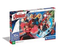 Clementoni Supercolor Glitter Avengers-104 pièces, Enfants 6 Ans, Dessin animé, Marvel, Puzzle Super héros-fabriqué en Italie, 20347, Multicolore, Medium