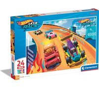 Clementoni Supercolor Hot Wheels Kinder Puzzle 24 Maxi Pièces - Puzzle de voitures 62 x 42 cm pour enfants à partir de 3 ans - Jeu d'adresse de Clementoni 28523