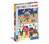 Clementoni Supercolor Pocoyo - 2 x 20 (Comprend 2 20 pièces) Enfants 3 Ans, Puzzle Dessins animés - Fabriqué en Italie, 24795, Multicolore