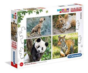 Clementoni- Supercolor Puzzle-Wildlife-Bébés animaux-20+60+100+180 pièces- 21409, Multicolore