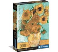 Clementoni - Van Gogh Puzzle 1000 pièces art, pour adultes et garçons, Museum Collection, thème tournesols, Compact Box avec poster, idée cadeau pour femmes et hommes, Italy, 70 x 50 cm,