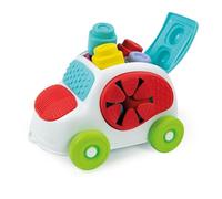 Clementoni | Voiture Sensorielle Clemmy Bébé 6-36 Mois | 8 Blocs Souples Inclus | Textures Tactiles, Formes à Empiler | Stimule Motricité Fine et Sens du Toucher | Jouet Lavable sans Risque