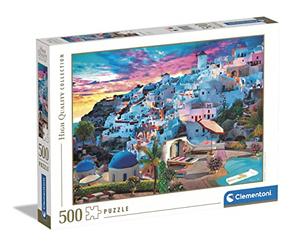 Clementoni - Vue sur la Grèce - Puzzle de 500 Pièces - Jeu de Patience et de Réflexion - Format Paysage - Image Net - Décoration - 49 x 36 Cm - À Partir de 14 Ans