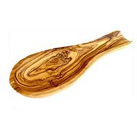 Cleminson - Repose-cuillère en bois d'olivier sculptée manuellement - 23 x 9 cm